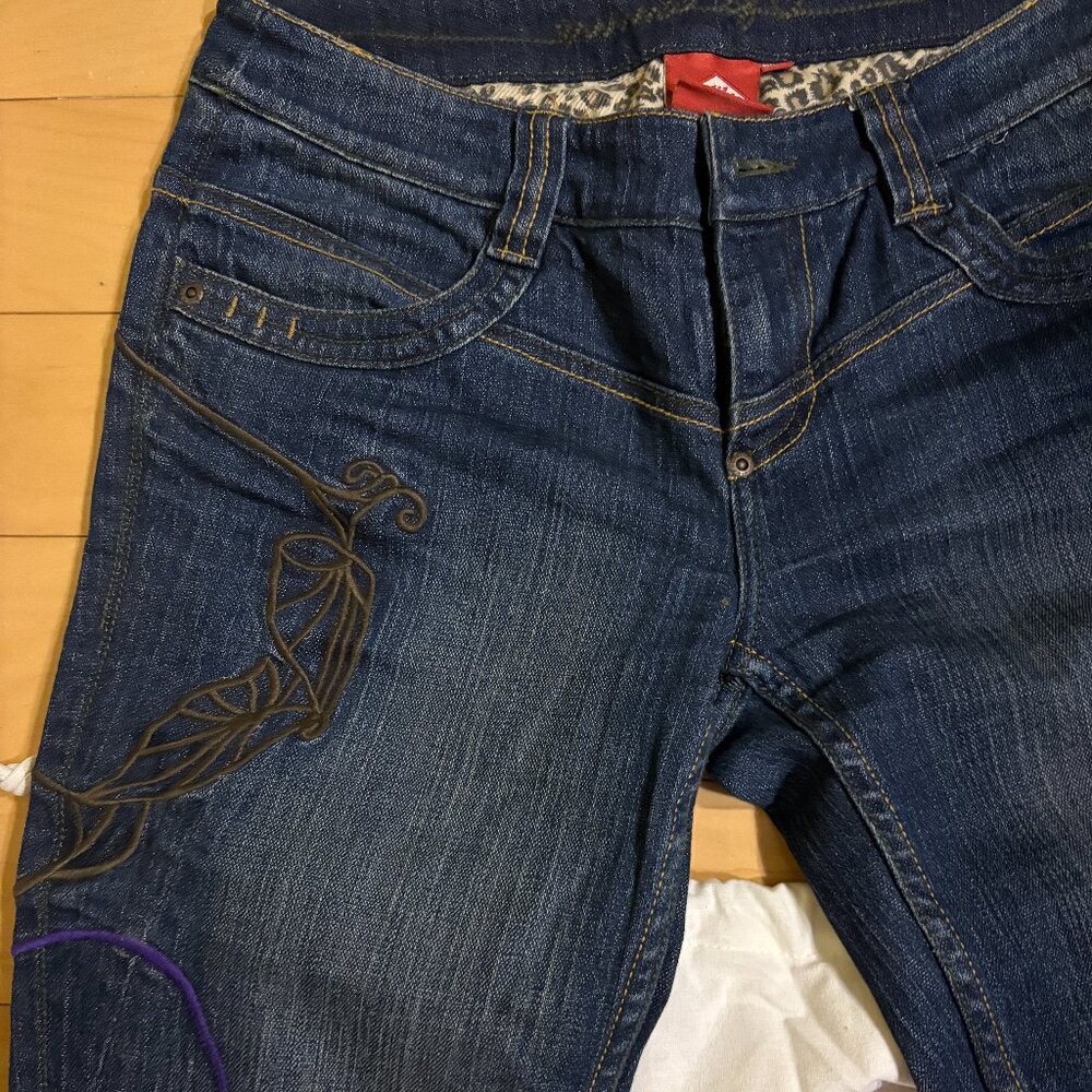 Oilily Vintage Embroidered Wide Leg Blue Sz 36 Jeans Nwot $298